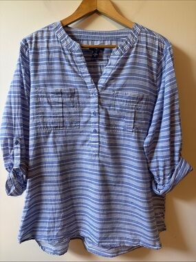 GAP Light Blue & White Striped Pullover Cotton Shirt